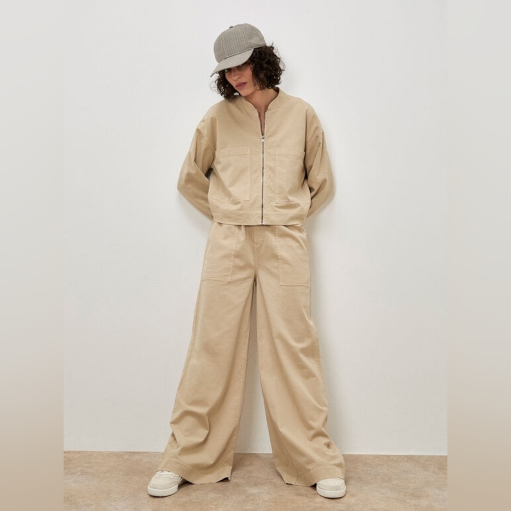 Paperbag waist patch pocket soft twill pant